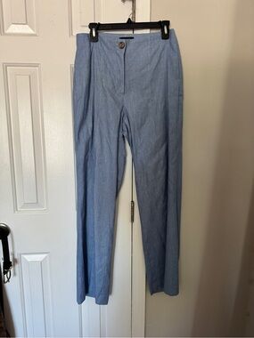 Ann Taylor Light Blue linen blend Wide Leg trouser Pants